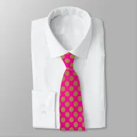 Hot Pink and Gold Dots Pattern Neck Tie