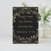 Luxurious Gold & Black Sepia Floral Finish  Thank You Card