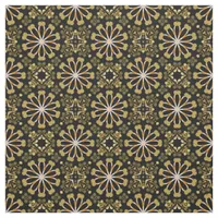Mosaic Arabesque Gold and Black Geometric Pattern Fabric