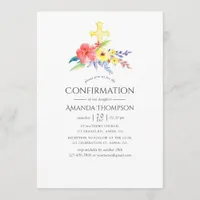 Colorful Watercolor Floral Confirmation Invitation