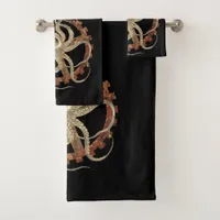 Steampunk Octopus & Rusty Clockwork Gear  Bath Towel Set