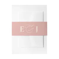 Monogram Blush Wedding Invitation Belly Band