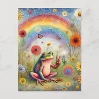 Rainbow Peace Frog Postcard