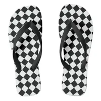 Black and White Diamond Pattern Flip Flops