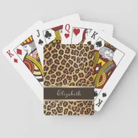 Leopard Animal Print Brown & Gold Stripe Glamour Poker Cards