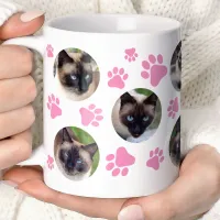 Pink Cat Pawprint 8 Photo Collage Coffee Mug