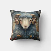 Aries Ram Zodiac Astrology Celestial Birthday Throw Pillow