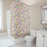 Pink Tulips, Yellow Daffodils, Purple Hyacinths Shower Curtain