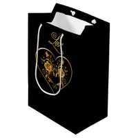 Dramatic and Elegant Gold Rose Medium Gift Bag