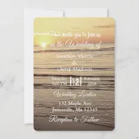 Sepia Ocean Waves Sunset Wedding Invitations