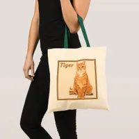 Orange Ginger Tabby Tiger Cat Personalized Budget Tote Bag