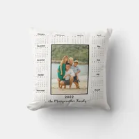 2022 Modern Personalized 2 Photo Calendar Throw Pillow