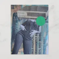 Woman With Retro Technology Head Postcard