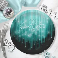 Cascading Lights Sweet 16 Teal ID790 Paper Plates