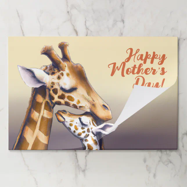 Touching Moment Between Mother Giraffe & Calf Paper Pad