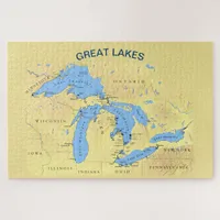 Great Lakes Map of North America 20x30 Jigsaw Puzzle