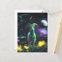 Goat in Space Fantasy Postcard
