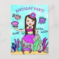 Pretty Mermaid Birthday Invitations