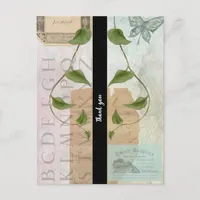 Vintage Ephemera Collage Thank You Postcard