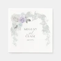 Pale Blue Lilac and White Rose Iridescent Foliage Napkins