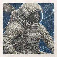 Ai Art Astronaut in Space Glass Coaster