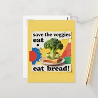 Save the Veggies Eat Bread Collage Postcard