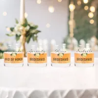 Bridal Team Gold Glitter Geo Yellow Floral Wedding Whiskey Glass