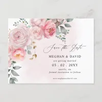 Elegant Summer Spring Blush Floral Save the Date Announcement Postcard