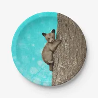 Little Cub Bear Climbing Tree Paper Plates