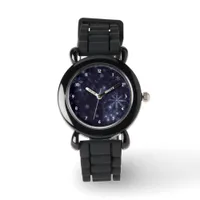 White Snowflakes and Midnigh Blue Background Watch