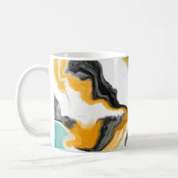 Teal, Turquoise, Gold, White Marble Fluid Art  Coffee Mug