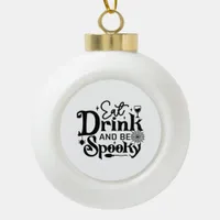 Eat Drink And Be Spooky Retro Classic Ceramic Ball Christmas Ornament
