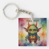 Cute happy colorful funny little goblin creature keychain