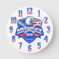 Patriotic Eagle Shield 250th Anniversary Acrylic Round Clock