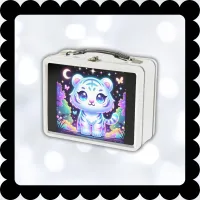 Cute Kids Holographic White Tiger | Metal Lunch Box