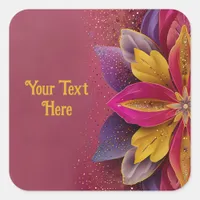 Elegant Floral Wedding  Square Sticker