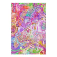 Pink, Lime Green and Blue Bubbly Art Faux Canvas Print