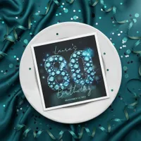 Sparkling Turquoise Black Diamond 80th Birthday Napkins