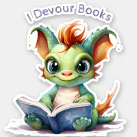  *~* Reading Baby Dragon  - I DEVOUR AP88 BOOKS Sticker