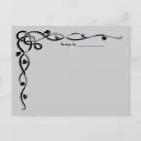 Black and Silver Leaf Vine Recipe Blank Card