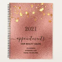 Rose gold stars beauty salon business 2025 planner