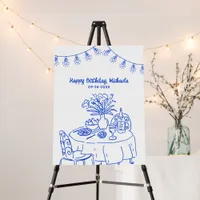 Doodle Table & String Light Adult's Birthday Party Foam Board