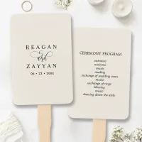 Ivory Cream Minimalist Wedding Program Hand Fan