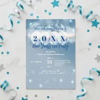 Winter Wonderland Balloons Blue New Year's Eve Invitation