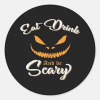 Creepy Pumpkin Monster Halloween Classic Round Sticker