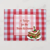 Red Plaid Tablecloth Wedding Recipe Card
