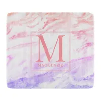 Rainbow Marble Metallic Monogram Cutting Board