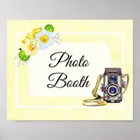 Yellow  Floral Photo Booth Wedding Sign Poster