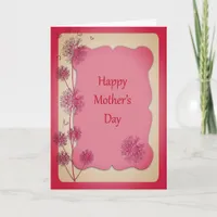 Happy Mother's Day Pink Trim and Dandelion Seeds Card