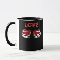 Skeleton Hands Heart Funny Design Mug